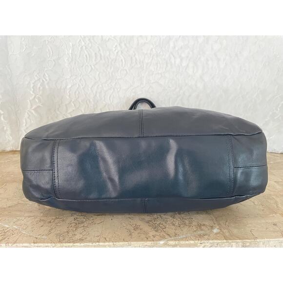 COACH Lexy pearlized navy Pleated Leather Carryall Shoulder Bag F18829 - Picture 6 of 10